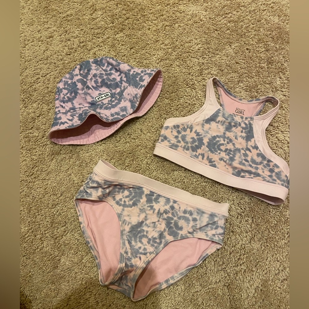 Athleta Pink and Blue Bikini Set